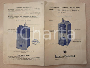 Materiale pubblicitario d’epoca 1955 MILANO Società IDEALSTANDARD Caldaie IDEAL neoclassic Istruzioni 1
