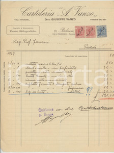 1928 PADOVA Via S. Francesco - Cartoleria A. VANZO - Fattura su carta intestata