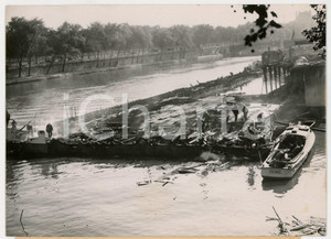 1953 PARIS - Restes de l'incendie dans la PISCINE DELIGNY sur la Seine *Photo