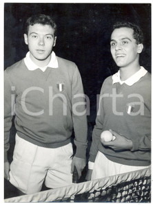 Fotografia d epoca originale 1954 MILANO TENNIS Italia vs Norvegia  Nicola PIETRANGELI e Giorgio FACHINI 1