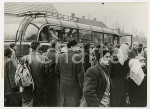 Fotografia d epoca originale 1956 VIENNA Rivoluzione ungherese  Folla di profughi in partenza Foto 18x13 cm 1