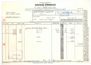 1965 MILANO Viale Lancetti 28 ACCIAI PHONIX Fattura 29x21 cm
