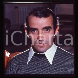 6x6cm NEGATIVO ORIGINALE * 1975ca CALCIO Mario CORSO Ritratto del Calciatore