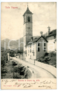 1905 MALESCO - FINERO (VB) Veduta con chiesa di SAN GOTTARDO *Cartolina FP VG