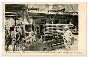 1900 ca TRAFORO DEL SEMPIONE Trenino con locomotiva ad aria compressa *Cartolina