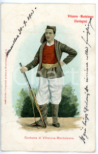 1903 VILLANOVA MONTELEONE (SS) Cacciatore con fucile *Cartolina ILLUSTRATA FP VG