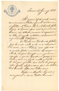 1881 FIRENZE Circolo Filologico - Lettera Lorenzo CONTE per onoranze dantesche