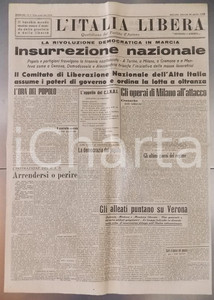 Giornale, rivista storica 26 Aprile 1945 L ITALIA LIBERA Insurrezione nazionale  Milano all attacco 1