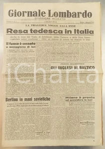 Giornale, rivista storica 3 Maggio 1945 GIORNALE LOMBARDO Resa tedesca in Italia  Fosse Ardeatine 1