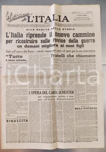 Giornale, rivista storica 29 Aprile 1945 L ITALIA Cattolici nella ricostruzione  Opera del card. Schuster 1