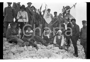 Fotografia d epoca originale 1921 FRIULI MONTE TRICORNO Ritrovo reduci WW1 NEGATIVO ORIGINALE 1