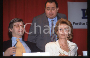 35mm vintage slide* 1994 VITTORIO SGARBI e GIUSEPPE BENEDETTO partito liberale