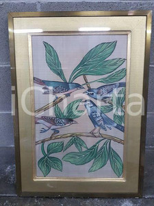 1975 CINA VINTAGE Uccelli posati su rami - quadro 43,3 x 60,3 cm