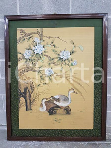 1975 CINA VINTAGE Anatre nel laghetto - quadro 124,5 x 98,8 cm