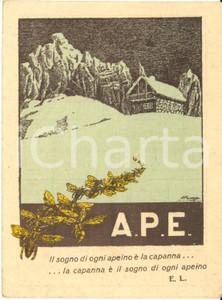Oggetto da collezione cartaceo 1923 MILANO Tessera A.P.E. Associazione Antialcoolica Proletari Escursionisti 1