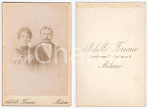 Fotografia d epoca originale 1900 ca MILANO Ritratto di una coppia di sposi  Foto A. FERRARIO 10x16 cm 1