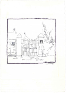 Opera d’arte autentica 1975 Area di PADOVA Achille GAMBERINI  Cancellata con immagine votiva  Disegno 1
