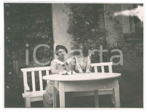 Fotografia d epoca originale 1920 ca ITALIA  CANI  Donna con Springer Spaniel  Foto 11x8 cm 1