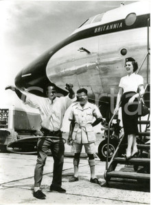 1958 SALISBURY - Steward playing hula hoop for the first time with BOAC hostess