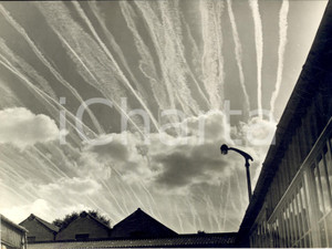 1957 SHEPPARTON The sky after the rehearsal for fly-past of Battle of Britain