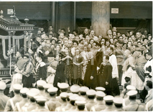 1954 MILANO Funerali card. Ildefonso SCHUSTER - Folla al passaggio del feretro