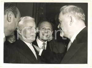 1956 LONDON Claridge's Hotel - Marshal Nikolaj BULGANIN meeting Charlie CHAPLIN