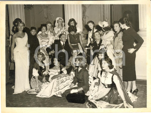 1956 LONDON Lord Mayor Sir Cuthbert Ackroyd receives the MISS WORLD competitors