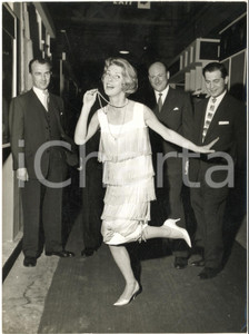 1960 LONDON Anne GRIERSON in a pearl dress at Watch and Jewellery Trade Fair