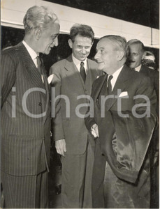 1955 ROMA TERMINI Ambasciatore Jacques FOUQUES-DUPARC accoglie Georges BIDAULT