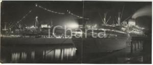 1959 Porto di GENOVA Navi illuminate durante la notte di Natale *Foto DOPPIA