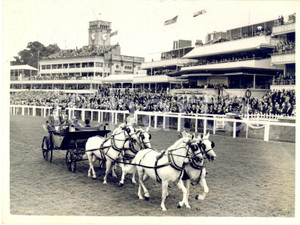 1953 ROYAL ASCOT The Queen and the Duke of Edinburgh drive down the course *Photo