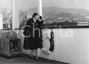 Fotografia d epoca originale 1958 GENOVA T/N Cristoforo Colombo  Soprano Marcella POBBE in partenza 3 Foto 1