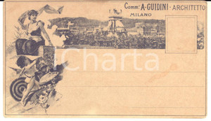 1880 ca MILANO Comm. Augusto GUIDINI archittetto - Cartolina ILLUSTRATA RARA  Rara cartolina postale d'epoca, illustrata, con intestazione dell'architetto Guidini.CONDIZIONI: FAIR (minime macchie centrali)FORMATO: FP    originale e autentica 1