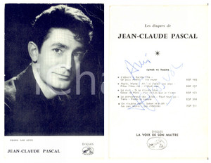 1945 ca Cantante Jean-Claude PASCAL - AUTOGRAFO su fotocartolina seriale 9x14 cm  Fotografia seriale con dedica autografa al verso.CONDIZIONI: POOR (piegature al lato destro e agli angoli)FORMATO: 9x14 cm    originale e autentica 1