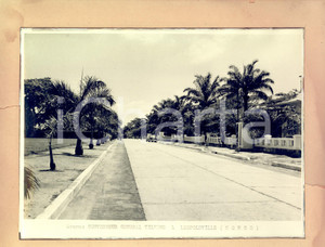 1960 ca LEOPOLDVILLE (CONGO) Avenue Gouverneur general TILKENS - Photo 28x22 cm  Fotografia d'epoca, incorniciata con passepartout in cartone.CONDIZIONI: POOR (fotografia in buone condizioni, ma strappo alla cornice in cartone, che reca macchie)FORMATO: 24x18 cm (fotografia); 28x22 cm (cartoncino)    originale e autentica 1