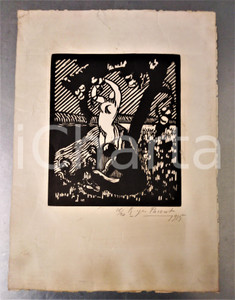 1915 Roger PARENT Adamo ed Eva - Stampa xilografia firmata n°16/20 24x34 cm  Xilografia numerata e firmata.FORMATO: 24x34 cmCONDIZIONI: POOR (piegature diffuse e lieve ingiallimento marginale)    originale e autentica 1