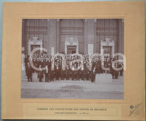 Fotografia d epoca originale 1911 EXPO CHARLEROI Congrès Percepteurs des Postes de Belgique Photo 41x34 RARE 1