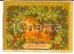1877 PARIS Almanac Eugène RIMMEL Parfumeur - Chromo RARE 10x7 cm  Raro almanacco tascabile d'epoca, su 12 facciate, a colori.CONDIZIONI: FAIR (piccole macchie in copertina)FORMATO: 10x6 cm    originale e autentica 1