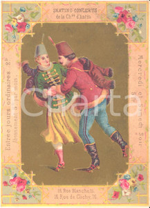 1890 ca PARIS Parfumerie Grands Magasins Place CLICHY - Chromo publicitaire (5)  Cartoncino pubblicitario originale d'epoca, stampato in cromolitografia, con testo al verso.CONDIZIONI: G FORMATO: 9x12 cm    originale e autentica 1