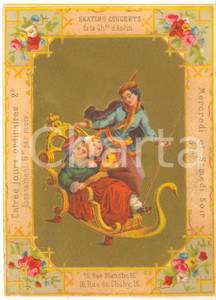 1890 ca PARIS Parfumerie Grands Magasins Place CLICHY - Chromo publicitaire (4)  Cartoncino pubblicitario originale d'epoca, stampato in cromolitografia, con testo al verso.CONDIZIONI: POOR (sbrecciatura all'angolo inferiore sinistro; lievi abrasioni al verso) FORMATO: 9x12 cm    originale e autentica 1