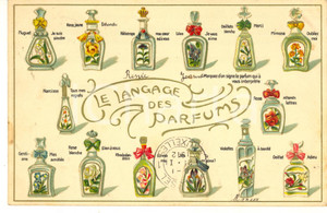1912 FRANCE Le langage des PARFUMS - Carte postale relief - embossed FP VG  Cartolina postale pubblicitaria, a rilievo, viaggiata.CONDIZIONI: GFORMATO: FP    originale e autentica 1