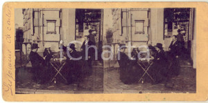 1890 ca LIEGE (BELGIQUE) Un café - Joueurs de carte  - RARE Stereoscopic photo Fotografia stereoscopica d'epoca, su cartoncino rigido.FORMATO: 17x8 cmCONDIZIONI: G    originale e autentica 1