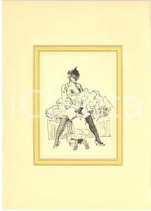 1930 ca EROTICA VINTAGE Scena di sesso orale - Donna con veletta - China 20x28  Interessante disegno originale a china su carta, montato su passepartout in cartoncino.CONDIZIONI: GFORMATO: 20x28 cm (cartoncino); 13x18 cm (disegno)    originale e autentica 1