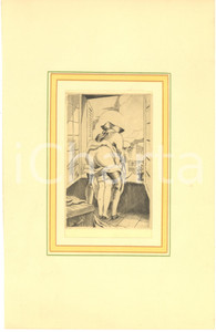 1930 ca VINTAGE EROTIC Couple having sex at the window sill - Engraving 18x29 cm  Stampa originale d'epoca, montata su passepartout in cartoncino.CONDIZIONI: GFORMATO: 18x29 cm (cartoncino); 10x15 cm (stampa)    originale e autentica 1