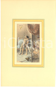 1900 ca VINTAGE EROTIC Lesbian couple spying a sex scene - Engraving 19x28 cm  Stampa originale d'epoca, a colori, montata su passepartout in cartoncino.CONDIZIONI: GFORMATO: 19x28 cm (cartoncino); 9x13 cm (stampa)    originale e autentica 1