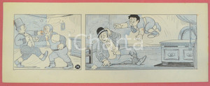 1950 ca DUTCH COMIC by A. REUVERS Original comic strip n.76 - ORIGINAL ART Striscia a fumetti d'epoca, originale e autentica. Disegno originale a china di A. Reuvers.EDITORE: Omnium PressCONDIZIONI: FAIRDIMENSIONI: 32x12 cm    originale e autentica 1