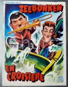 1970 BELGIUM - LAUREL and HARDY - "Zeebonken En Croisière" - Manifesto Manifesto d'epoca, originale e autentico.Versione belga del celebre film di Gordon Douglas "Saps at Sea" con Stan Laurel e Oliver Hardy.AVVERTENZAPer le sue caratteristiche di pregio e rarit&agrave;, l'oggetto &egrave; stato selezionato per la collezione privata di ICharta. FAIR/discreto lievi piegature marginali; piccolo strappo all'angolo superiore sinistro Formato: 36x47 cm originale e autentica 1