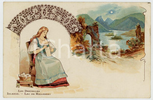 1905 ca LES DENTELLES -IRLANDE - Lac de Killarnay - Postcard Chicorée TRAPPISTES Cartolina postale originale d'epoca, pubblicitaria della Chicor&eacute;e des Trappistes Vincart, non viaggiata. FAIR/discreto piccola impressione di inchiostro al verso; minima piegatura angolare Formato: 14x9 cm originale e autentica 1
