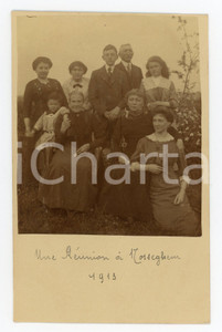 1913 NOSSEGEM (BELGIQUE) Réunion de famille - Photo carte postale vintage  Fotografia originale d'epoca, in formato cartolina postale.CONDIZIONI: GFORMATO: FP    originale e autentica 1