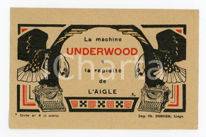 Cartolina originale da collezione 1912 UNDERWOOD a la rapiditÃ© de l aigle  Machine Ã  Ã©crire CARTOLINA ILLUSTRATA 1